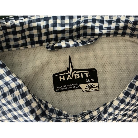 Habit Blue Check Mens Shirt Sz Medium Long Sleeve 40 + Solar Factor NWOT - Picture 7 of 7